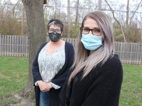 Circles ally Barb Hall, left, is shown with Beth Scheiding, a graduate Circles leader. Circles is a program delivered by Lambton County that helps families move out of poverty.