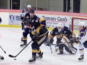 The Spruce Grove Saints look to regroup after dropping a 10-4 decision Friday and a 4-1 loss to the Oil Barons Sunday. The Saints will close out their eight game series against Fort McMurray this weekend with games Friday night in Spruce Grove and Sunday afternoon in Fort McMurray.