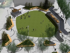 A graphic depicting the new design for Columbus Park in Spruce Grove. Photo courtesy of the City of Spruce Grove.