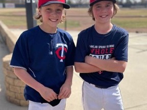 Ryder and Wesley Jespersen with the 13U AAA Parkland Twins, are seen here preparing for a recent practice. The Parkland Minor Ball Association has begun indoor practices for their rep program teams and anticipate outdoor practices to begin at Spruce Grove ball diamonds in early May.