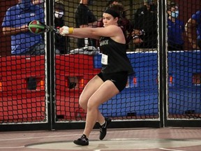 Alison Stephens of Chatham, Ont., competes for the Little Rock Trojans at the 2021 Sun Belt Conference indoor track and field championships. (LIttle Rock Athletics Photo)