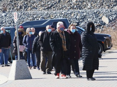 Community members attend a vaccination clinic at the Gerry McCrory Countryside Sports Complex in Sudbury, Ont. on Thursday April 1, 2021. John Lappa/Sudbury Star/Postmedia Network