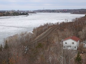 Thanks to warmer temperatures, ice has started to recede on Ramsey Lake in Sudbury, Ont. on Tuesday April 6, 2021. Perhaps in the next few weeks, a winner will be declared in The Sudbury Star Ice Guessing Contest. There is still time to enter. For details go to bit.ly/3sVbh7a. John Lappa/Sudbury Star/Postmedia Network