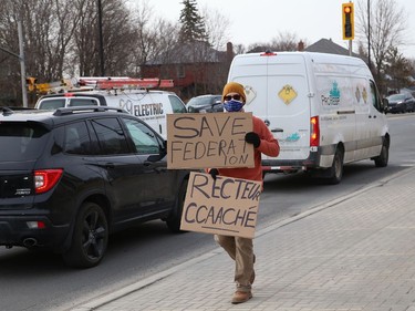 Laurentian and its federated universities' students, alumni, faculty, staff and community members, organized as Save Our Sudbury, participated in a rally in Sudbury, Ont. on Tuesday April 6, 2021.