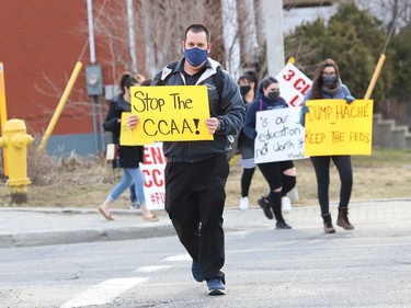 Laurentian and its federated universities' students, alumni, faculty, staff and community members, organized as Save Our Sudbury, participated in a rally in Sudbury, Ont. on Tuesday April 6, 2021.