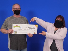 Sylvana and David Hamelin of Val Therese will put money away for retirement and perhaps buy a cottage after winning $250,000. OLG photo