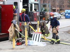 A residential unit off Cambrian Heights in Sudbury, Ont. sustained heavy fire damage on Sunday April 11, 2021. Three people died in the arson fire. John Lappa/Sudbury Star/Postmedia Network