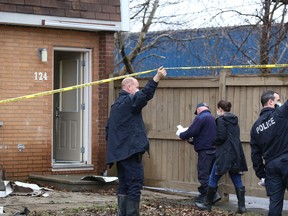 Greater Sudbury Police and the Ontario Fire Marshal's Office continue to investigate a housing complex fire in the Ryan Heights area in Sudbury, Ont. on Tuesday April 13, 2021.
