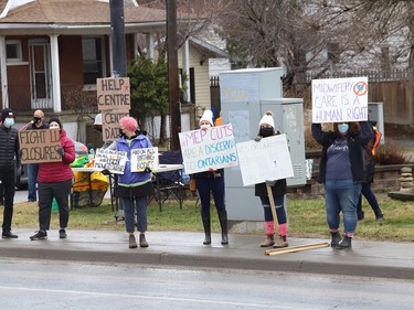 Protesters take part in a rally to fight Laurentian University program closures in Sudbury, Ont. on Friday April 16, 2021. John Lappa/Sudbury Star/Postmedia Network