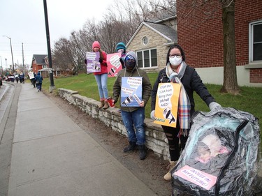 Protesters take part in a rally to fight Laurentian University program closures in Sudbury, Ont. on Friday April 16, 2021. John Lappa/Sudbury Star/Postmedia Network