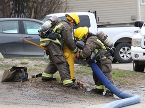 Firefighters were on hand for a house fire on Lorne Street in Sudbury, Ont. on Monday April 19, 2021.
