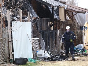 The Ontario Fire Marshal's Office and Greater Sudbury Police are investigating an early morning fire on Wednesday April 21, 2021 on Christa Street in Hanmer, Ont. Two families have been displaced as the result of the blaze. John Lappa/Sudbury Star/Postmedia Network