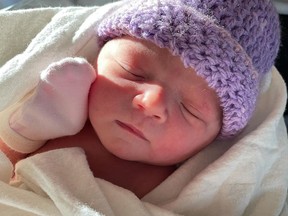 Cecily Hope Lafortune, 7lbs, was born Feb. 14 to parents Samantha Kuula and Kevin Lafortune of Sudbury.