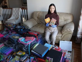 Kerry Yang, a Grade 11 student at Lo-Ellen Park Secondary School, collects school supplies for the less fortunate in Sudbury and across Canada. Supplied