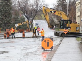 Water main improvement work in Copper Cliff, Ont. on Godfrey Drive from Creighton Road to Park Street will continue until the end of June 2021.  The Our Town Our City Institute says the city has an infrastructure deficit of more than $2 billion. John Lappa/Sudbury Star/Postmedia Network