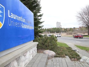 Protesters took part in a car rally to fight Laurentian University program closures in Sudbury, Ont. on Friday April 30, 2021. John Lappa/Sudbury Star/Postmedia Network