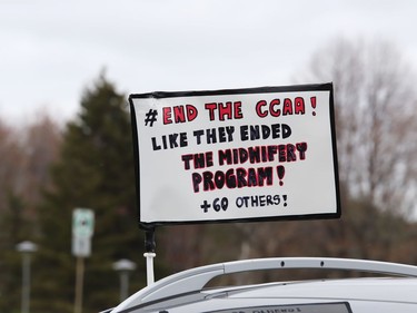 Protesters took part in a car rally to fight Laurentian University program closures in Sudbury, Ont. on Friday April 30, 2021. John Lappa/Sudbury Star/Postmedia Network