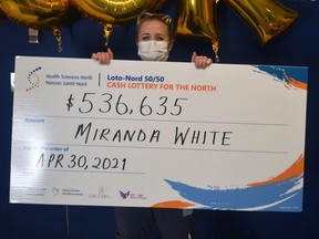 Miranda White won the $536,635 jackpot in April's HSN 50/50 Cash Lottery for the North. Supplied