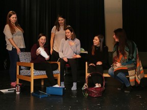 Students from Laurentian University's Italian studies program rehearse a scene from La luna di fiele in Sudbury, Ont. on Tuesday February 6, 2018. Le Maschere Laurenziane, the student theatre group housed in Laurentian University's Italian studies program, presented the annual Italian theatre production. Laurentian is proposing cutting the Italian studies program and Le Maschere Laurenziane. Gino Donato