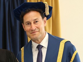 Steve Paikin, pictured during a convocation at Laurentian University in 2018, has stepped down from his role as chancellor.