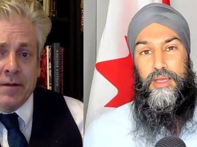 MP Charlie Angus (NDP -- Timmins-James Bay), left, hosted an online town hall this week with federal New Democrat Leader Jagmeet Singh where they discussed the national housing crisis, the government's failure to resolve all long-term drinking water advisories on First Nations among other issues.

Screenshot