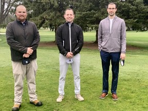 Maple City Country Club has started the 2021 season with course superintendent Greg Brown, left, general manager and director of golf Mark DeActis and head pro Matt Robertson. Robertson has been promoted from assistant pro, while Brown and DeActis are newly hired at the course in Chatham, Ont. (Contributed Photo)
