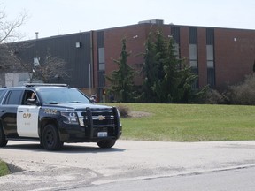 Oxford County Ontario Provincial Police executed a Cannabis Act search warrant at a commercial building at 101 Spruce Street in Tillsonburg on Thursday, April 8. (Chris Abbott/Norfolk & Tillsonburg News)