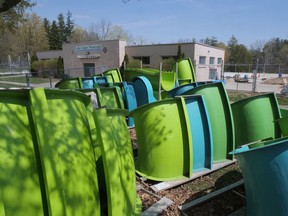 The water slide at Lake Lisgar Water Park in Tillsonburg is ready to go up. (Chris Abbott/Norfolk & Tillsonburg News)