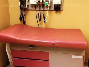 Norfolk County recently posted an unusually large amount of office furniture and equipment to a website specializing in the disposal of surplus government items. Lots include this medical examination table from the former medical centre on St. George Street in Port Dover. As of early April 27, the table had attracted one bid of $6. Handout