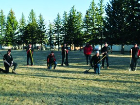 Members of the Vulcan Kinsmen Club held a ground-breaking ceremony Thursday evening for its new community space along Third Avene North. For now the club is calling the space the "Kin Hangout."