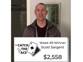 Scott Sargent won the Pembroke Regional Hospital Foundation's Catch the Ace week #9 weekly jackpot amount of $2,558.