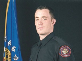 Pictured is Calgary Police Service Sgt. Andrew Harnett, 37, was struck by a vehicle fleeing a traffic stop. Despite the  efforts of his colleagues and members of EMS, Harnett died as a result of his injuries.