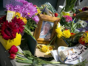 People paid their respects, left notes, flowers and cookies for Carl Reinboth, a harm reduction worker at the Somerset West Community Health Centre who was attacked and killed last month.