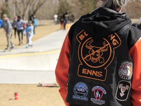 A local bullying support group, Bullying Enns, visited the Fort Saskatchewan skate park last week following an incident on the Easter weekend. Photo Supplied via Facebook.