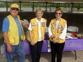 Kenora Lions Walk for Guide Dogs coordinator Gwendolyn Maffey (centre) with club members Jim Quinn and Joan Brinkhurst during the 2018 walk. This year amid the COVID-19 pandemic, the Lions are going virtual.