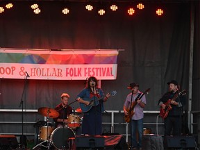 JUNO Award-winning Andrina Turenne and her backing band “Raw Denim” perform during the 2020 Whoop & Hollar Folk Festival’s first-ever drive-in edition. (supplied photo)