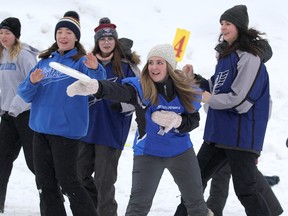 High school students participate in Ontario Winter Carnival Bon Soo Olympics at The Machine Shop in Sault Ste. Marie, Ont., on Thursday, Feb. 7, 2019. (BRIAN KELLY/THE SAULT STAR/POSTMEDIA NETWORK)