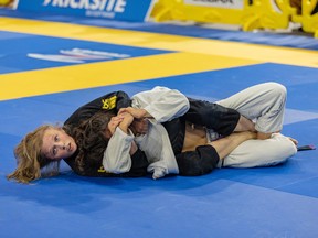 Sherwood Park Frontline Carlson Gracie Brazilian Jiu-Jitsu competitor Chayse Diekema (in black) won gold at the Pan-Ams Championship in Florida last fall. Photo courtesy Dielle Pike