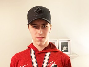 Photo Provided
Sault native Jack Matier shows off his gold medal won at the U-18 world hockey championship