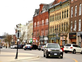 Stratford council has voted not to temporarily convert Wellington Street in downtown Stratford into a one-way street this summer, something proponents of the proposal said would offer enhanced pedestrian access to Market Square and allow restaurants along the street to expand pop-up patios. (Galen Simmons/The Beacon Herald)