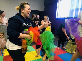 Rachel Schwarz, shown before the COVID-19 pandemic, teaches a class called Music Together at Brio Academy. Schwarz has been named Entrepreneur of the Year by the Chatham-Kent Chamber of Commerce. (Handout/Postmedia Network)