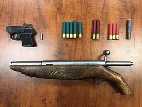 The weapons recovered by Manitoba First Nation Police Service officers. (supplied photo)
