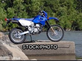 A blue-and-white Suzuki motorcycle was stolen sometime before Saturday from a residence in Warren.
