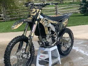 Stratford police are investigating after a Kawasaki dirt bike and other items were taken during a break and enter reported in St. Marys last weekend. (Photo from Stratford police)