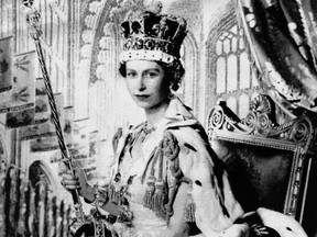 Queen Elizabeth II at Her Coronation in June 1953. Handout