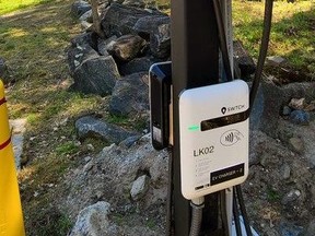 One of Lakeland Holding's Level 2 chargers in Parry Sound. The company hopes to install a network of the charging stations in the Parry Sound and Muskoka districts if an application for up to 50 per cent funding from Natural Resources Canada is successful. Lakeland Holding Group of Companies Photo