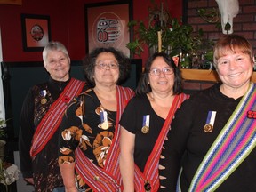 Sisters (left to right) Susan Barnes, Dorothy Eastman, Cindy Forrest and June Smart, all have military backgrounds and are dedicated to their centuries-old Métis ancestry.