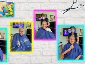 Just a few of the happy Espanola Long-term Care residents who were finally able to get a haircut thanks to Diane Duff, part of the Espanola Regional Hospital & Health Centre housekeeping team.