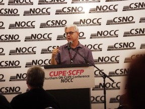 CUPE Ontario president Fred Hahn addresses delegates at the Northern Ontario CUPE Conference at the Best Western in North Bay, Sept. 4, 2019. Nugget File Photo