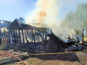 A riding lawnmower caused a shed fire Monday evening on Harmony Road. BELLEVILLE FIRE DEPT.